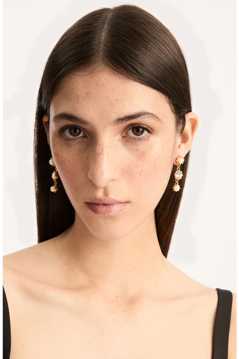 Crystal Drop Earrings, Alternate, color, PEARL