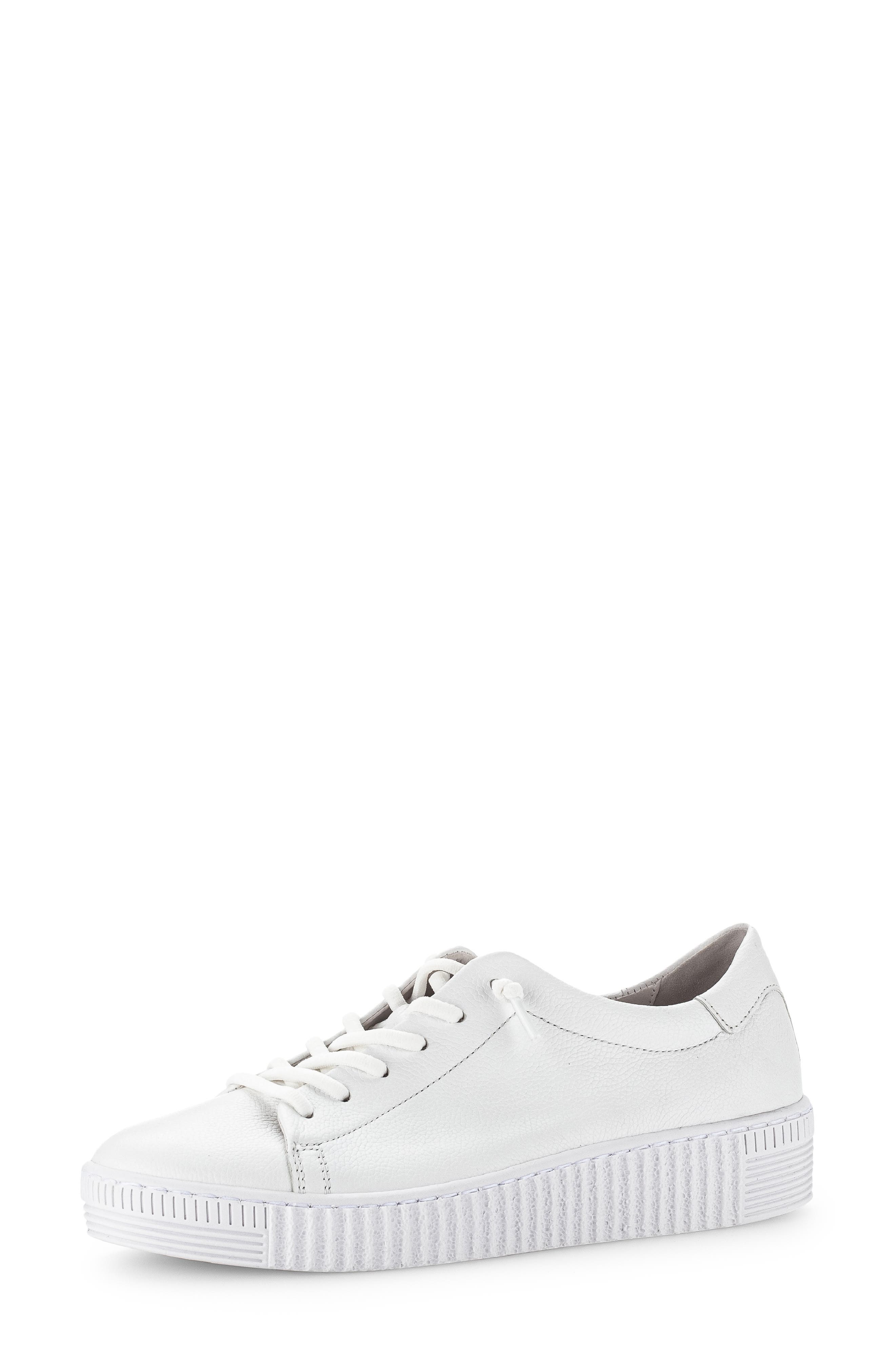 Gabor Leather Platform Sneaker, Main, color, White