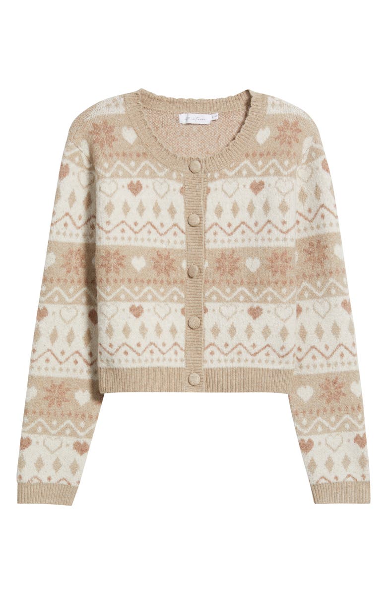 All in Favor Fair Isle Cardigan, Alternate, color, Beige Ivory Taupe