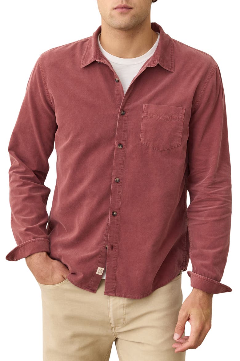 Lightweight Corduroy Button-Up Shirt, Main, color, AUBURN