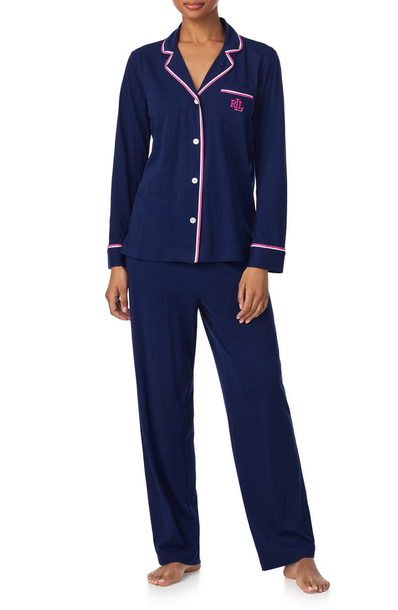 Lauren Ralph Lauren Piped Cotton Blend Pajamas, Main, color,