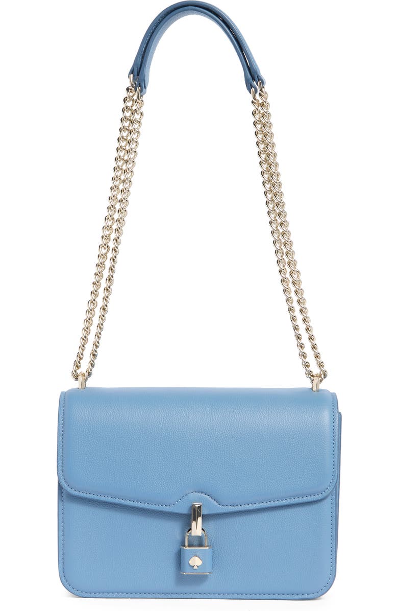 Kate Spade New York locket small grain leather shoulder bag, Main, color, Manta Blue