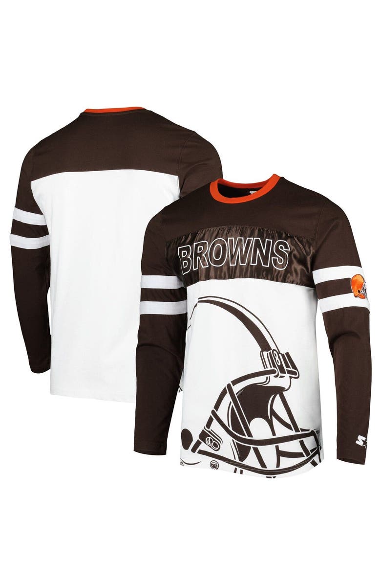STARTER Men's Starter Brown/White Cleveland Browns Halftime Long Sleeve T-Shirt, Main, color, 