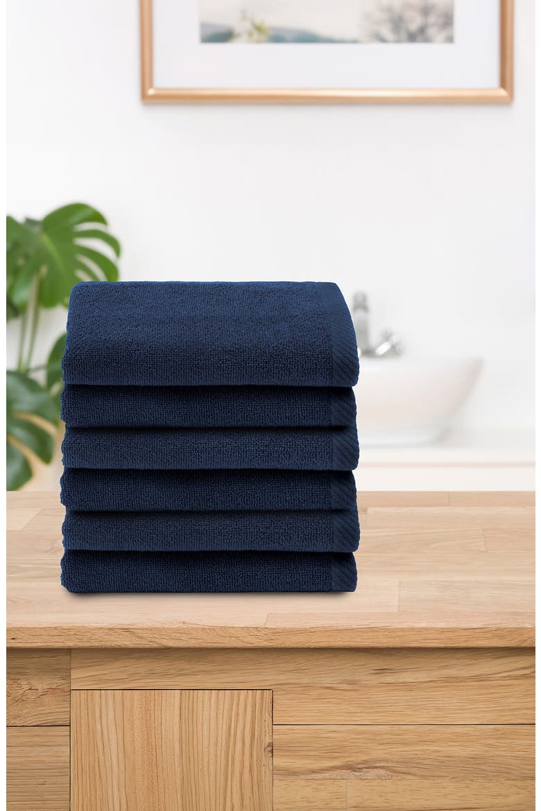 6-Pack Ediree Cotton Fingertip Towel Set, Alternate, color, MARINE