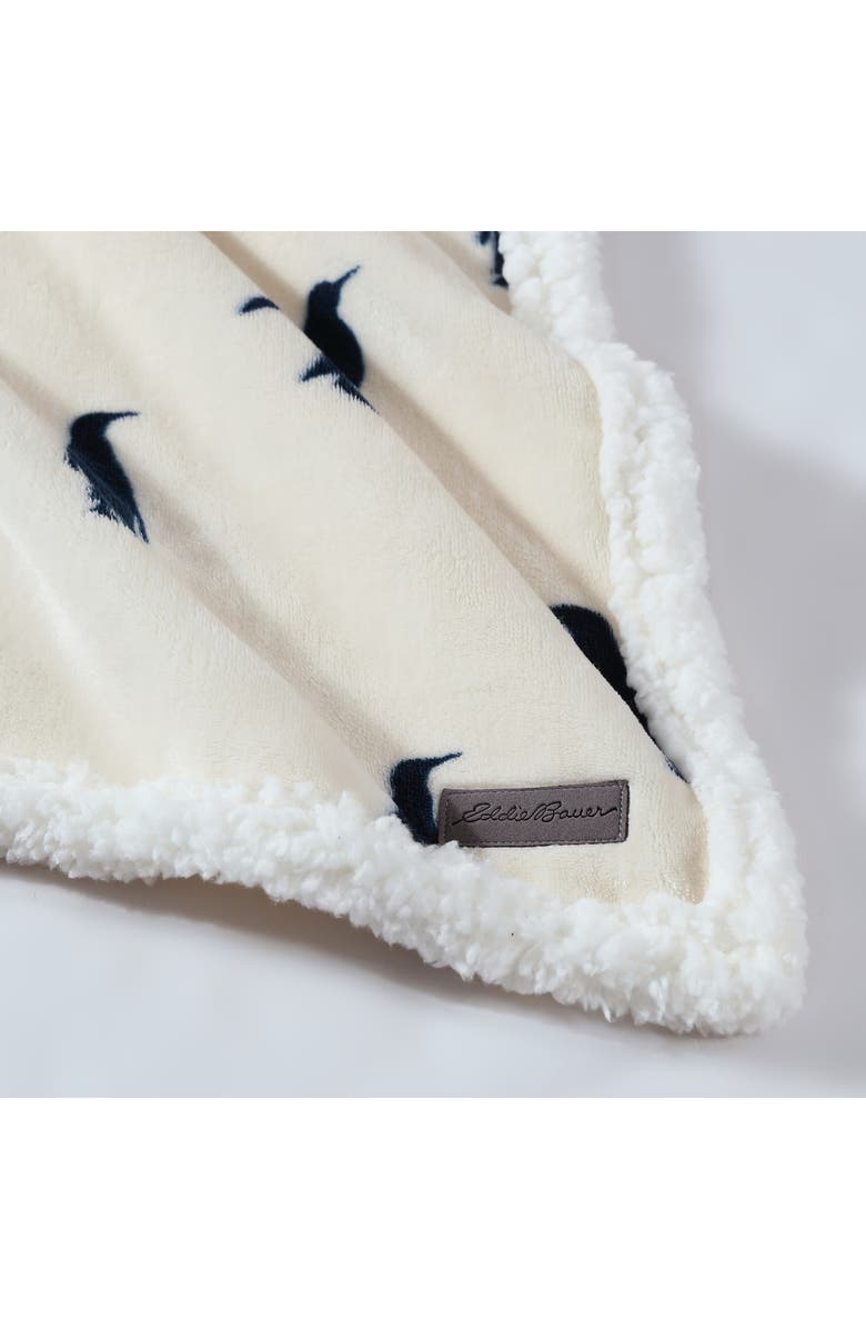 Eddie Bauer Emperor Penguin Popcorn Fleece Throw Blanket, Alternate, color, Navy