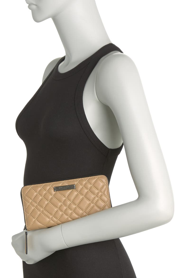 Quilted Leather Zip Around Wallet, Alternate, color, CAMEL