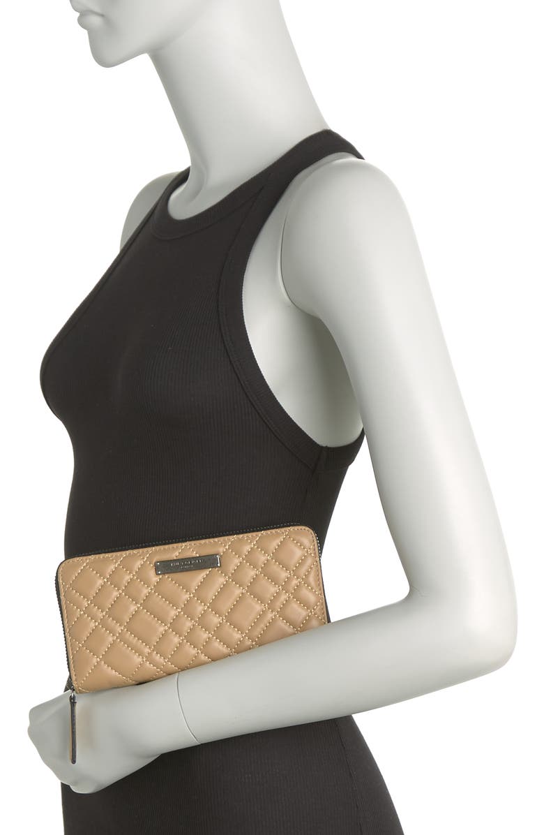 Kurt Geiger London Quilted Leather Zip Around Wallet, Alternate, color, Camel