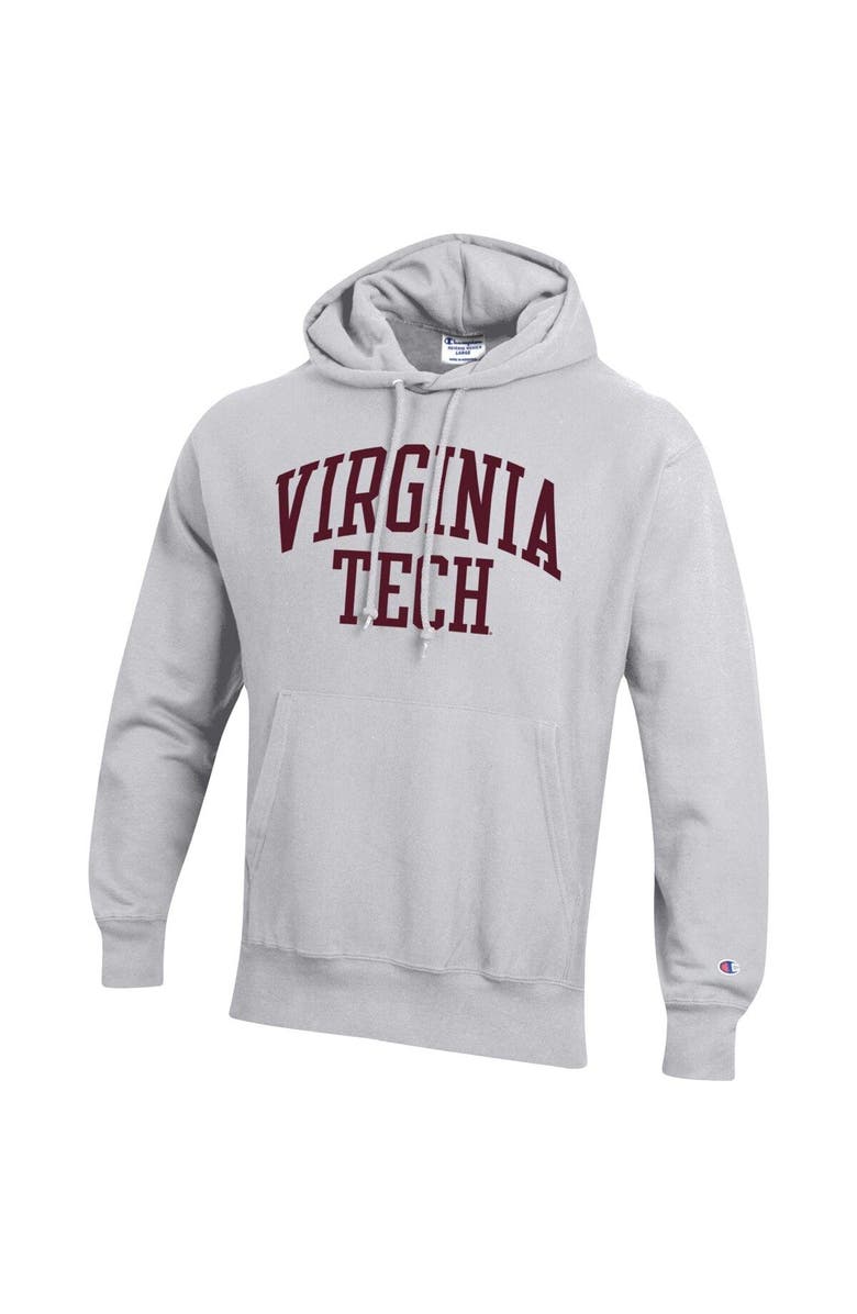 Champion Men's Champion Heathered Gray Virginia Tech Hokies Team Arch Reverse Weave Pullover Hoodie, Alternate, color, 