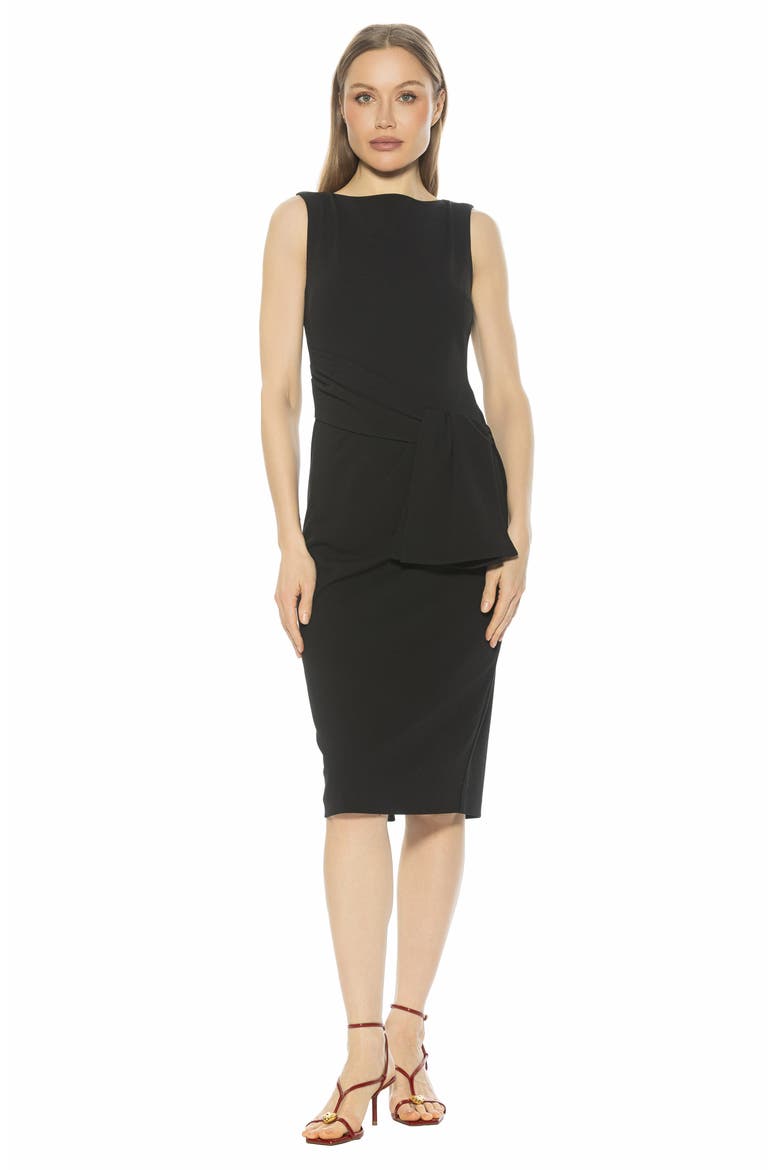 Tie Detail Sleeveless Sheath Dress, Alternate, color, BLACK