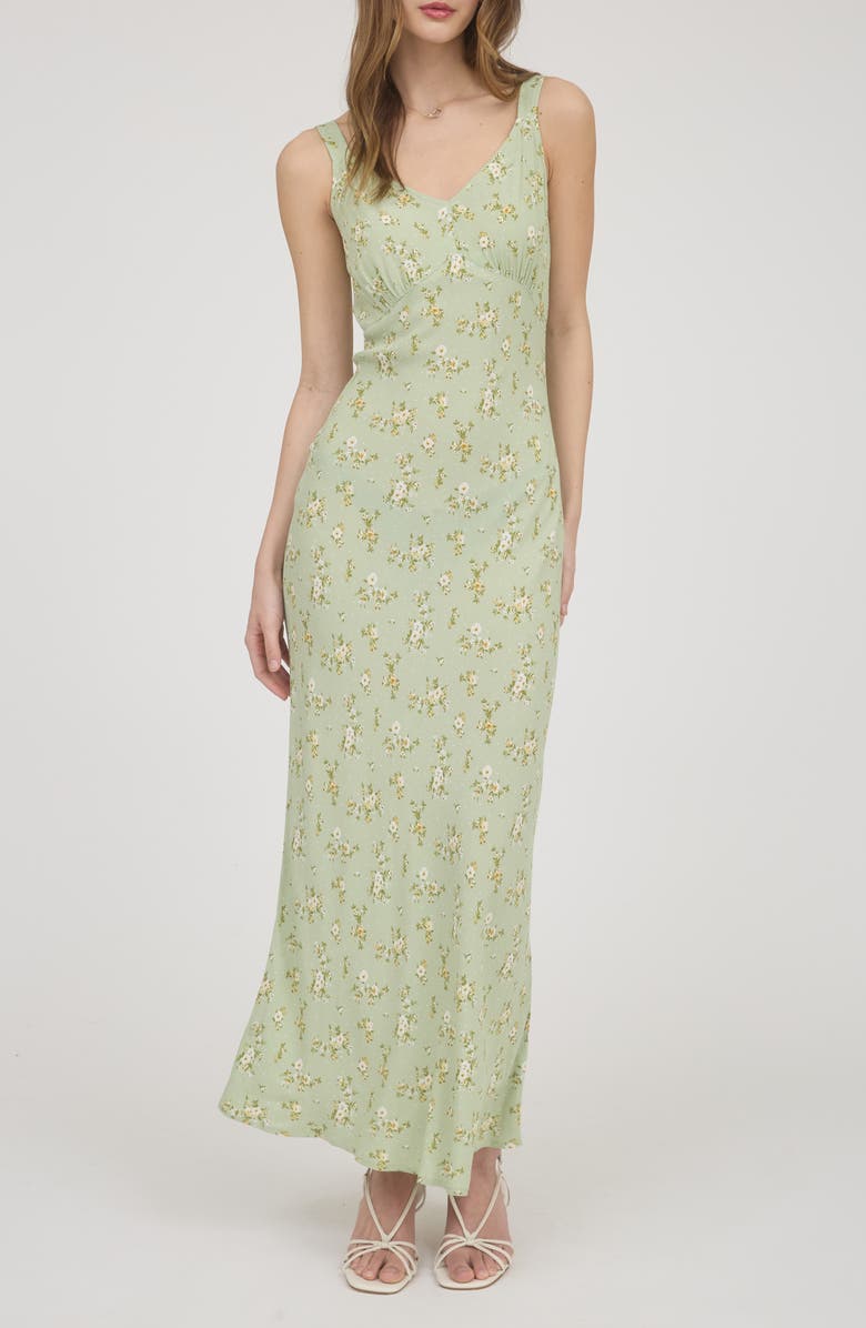 Blu Pepper Sweetheart Midi Slip Dress, Main, color, Olive