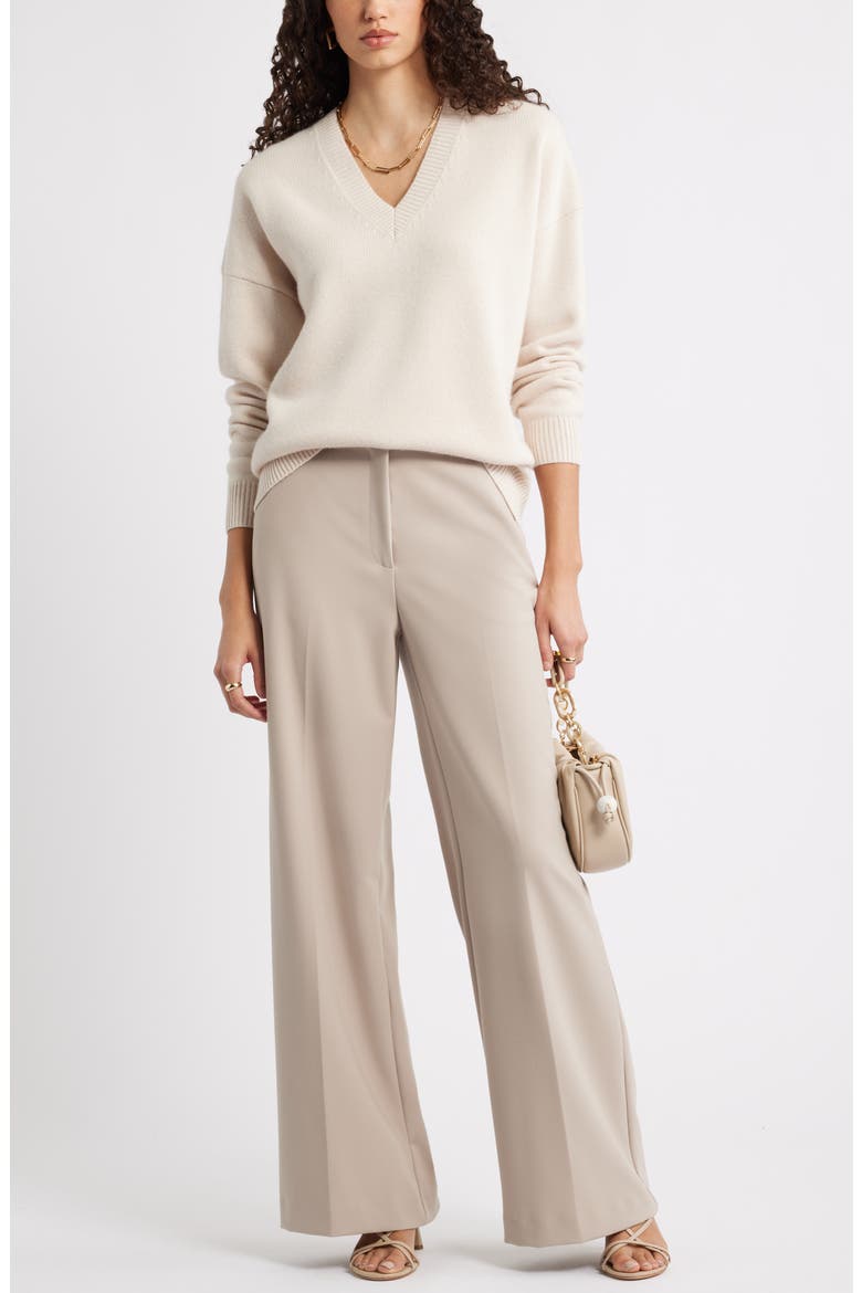 V-Neck Wool & Cashmere Sweater, Alternate, color, BEIGE BEACH