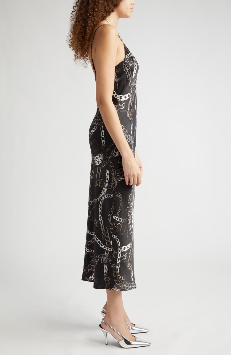 L'AGENCE Seridie Chain Print Silk Midi Slipdress, Alternate, color,