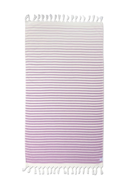 Infusezen Gradient Striped Organic Turkish Towel With Soft Terry Cloth Back In Purple