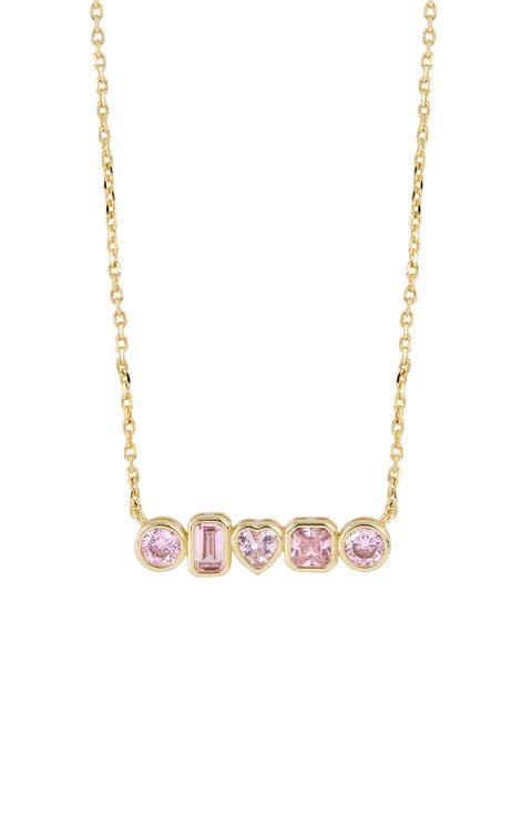 Mixed Shape Cubic Zirconia Bar Pendant Necklace