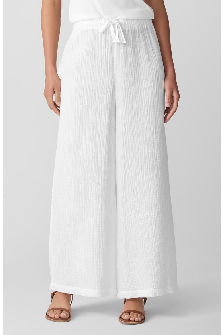 Wide Leg Organic Cotton Ankle Pants, Main, color, WHITE
