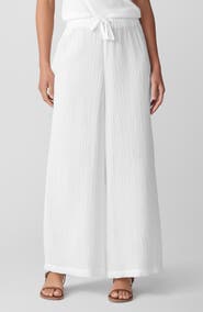 Eileen Fisher Wide Leg Organic Cotton Ankle Pants