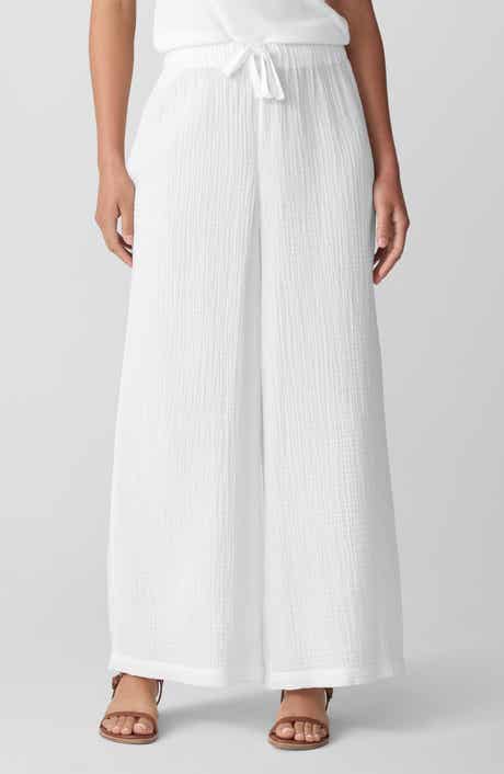 Eileen Fisher Wide Leg Organic Cotton Ankle Pants