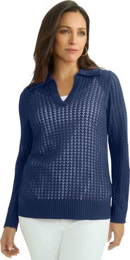 Jessica London Pullover Crochet Polo