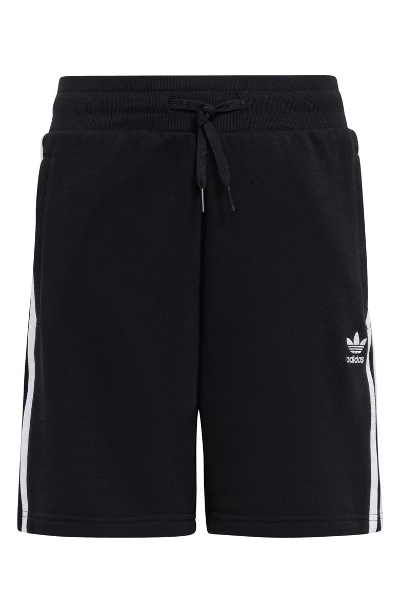 adidas Kids' 3-Stripes French Terry Shorts, Main, color, Black