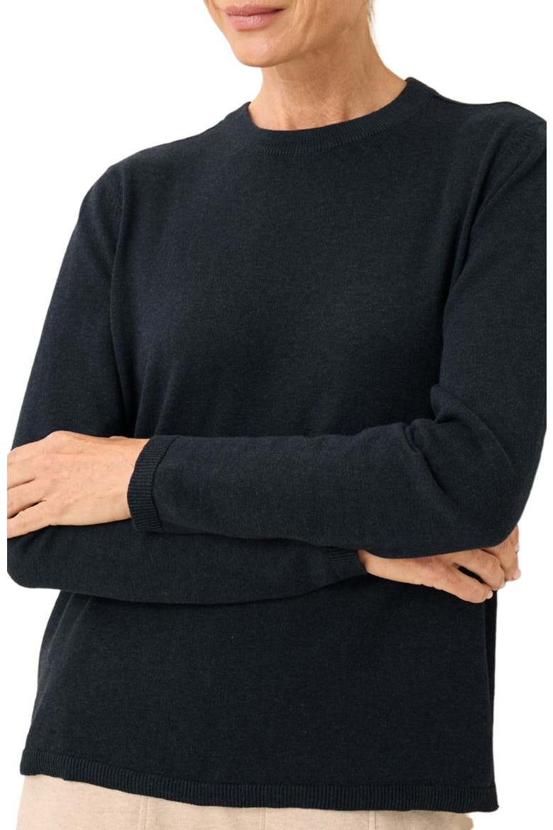 Organic Cotton Classic Fine Knit Crew Sweater, Alternate, color, Midnight Blue Heather