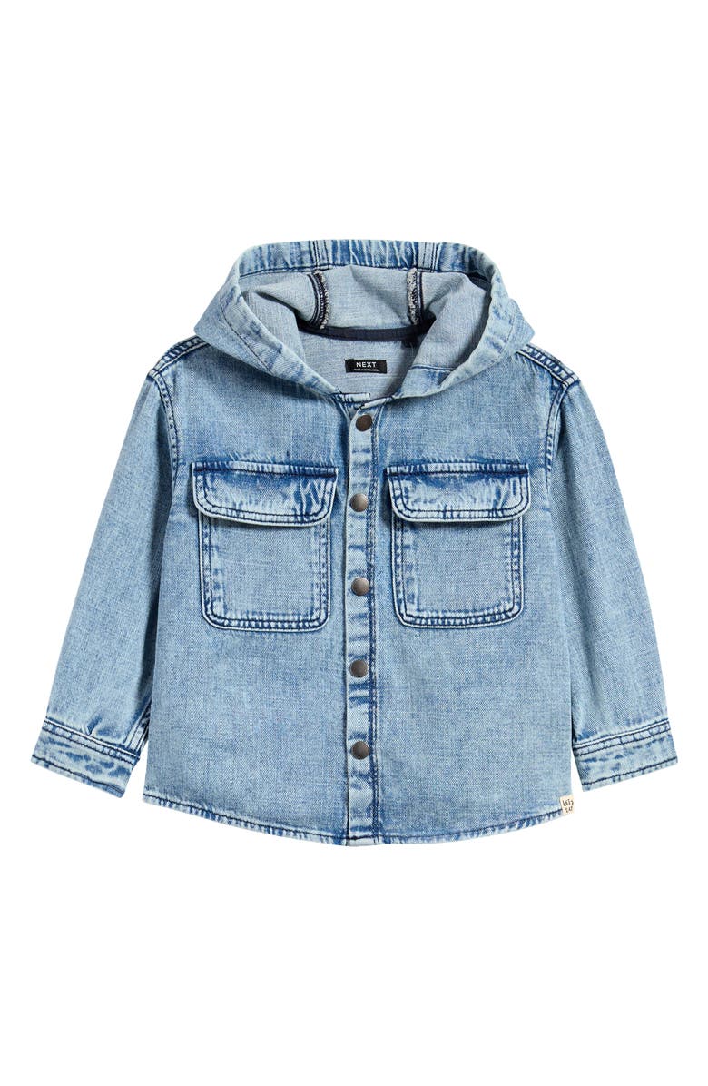 NEXT Kids' Denim Hooded Snap-Up Shirt Jacket, Main, color, 