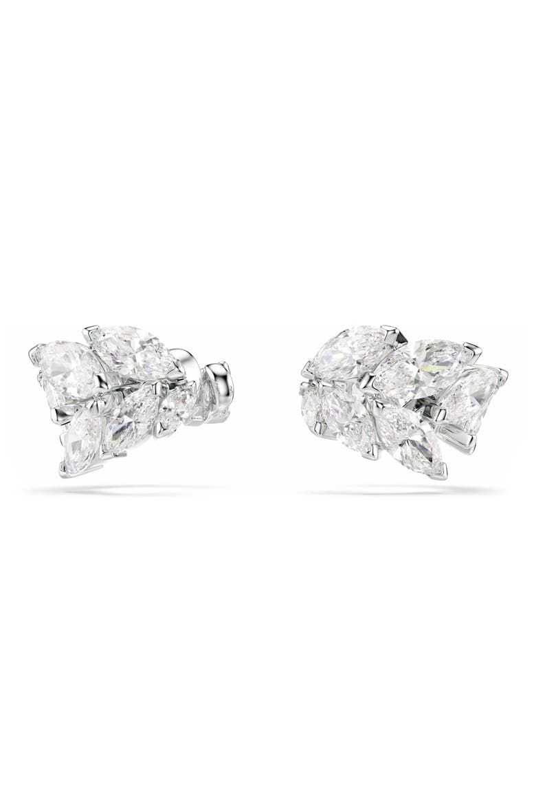 Mesmera Set of 2 Ear Cuffs, Main, color, WHITE CRYSTAL RHODIUM