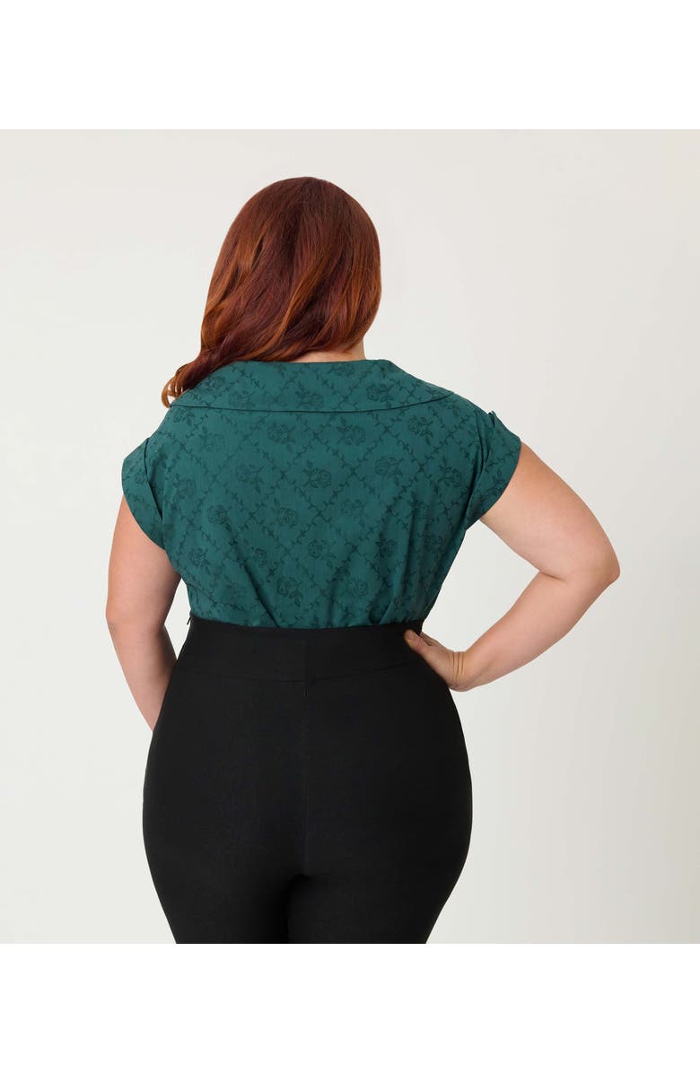 Unique Vintage Plus Size 1960s Twill Sleeveless Blouse, Alternate, color, Teal