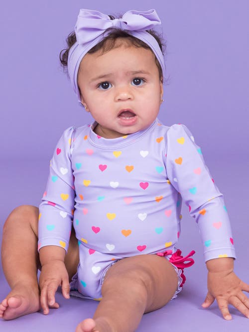 Rufflebutts Baby Girls Long Sleeve Upf50+ One Piece Rash Guard In Purple