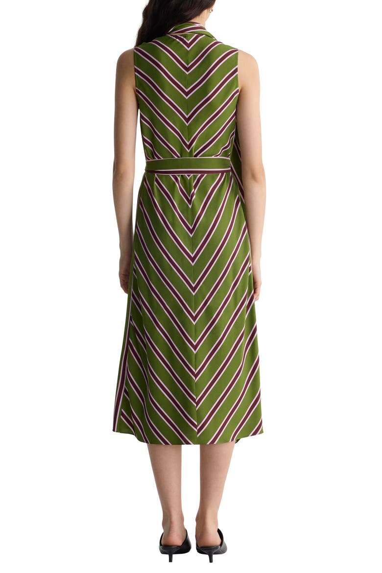 Nora Striped Silk Blend Midi Dress, Alternate, color, TAVERN STRIPE GLEN GREEN