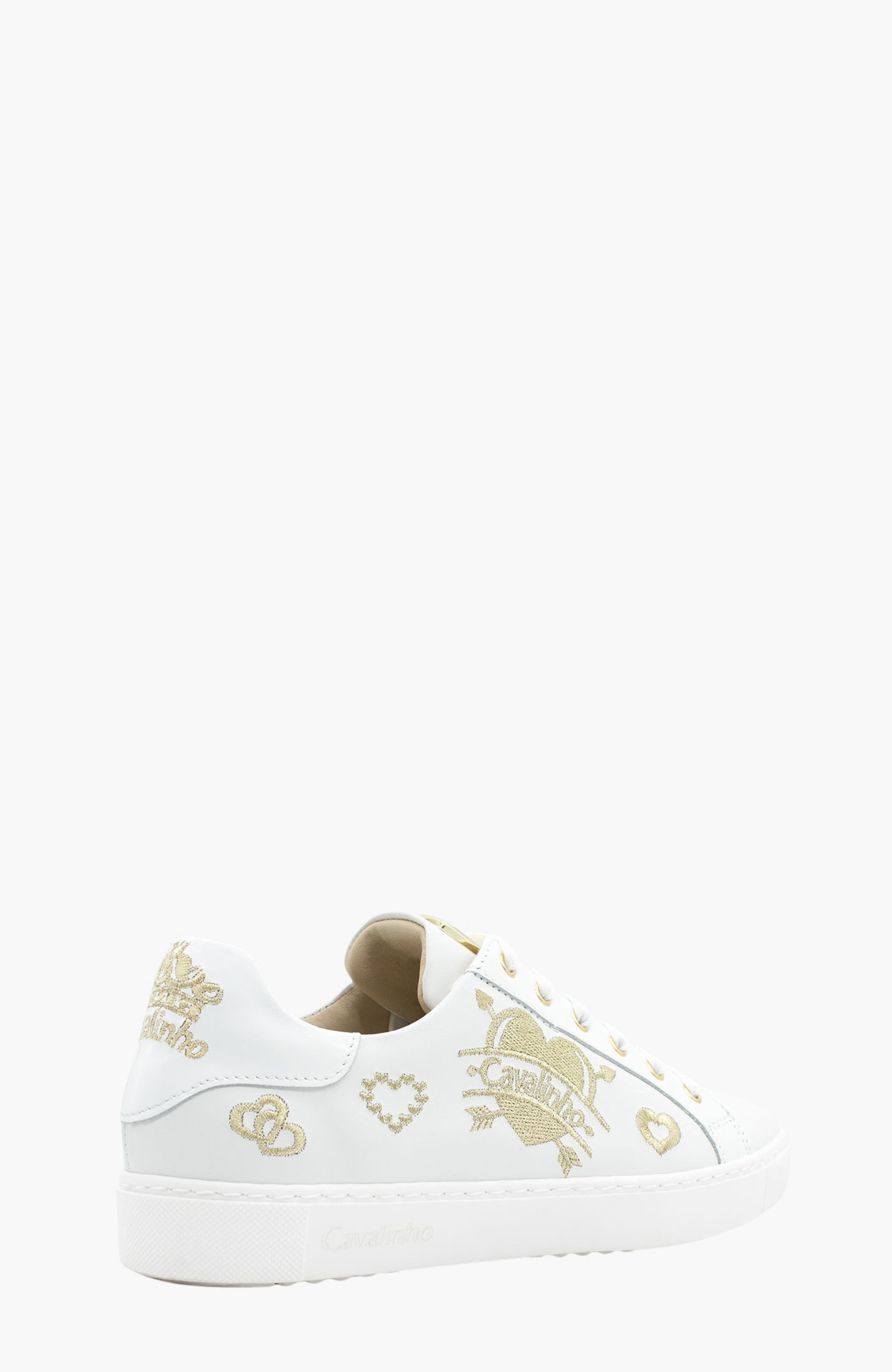 Golden Love Leather Sneakers, Alternate, color, White