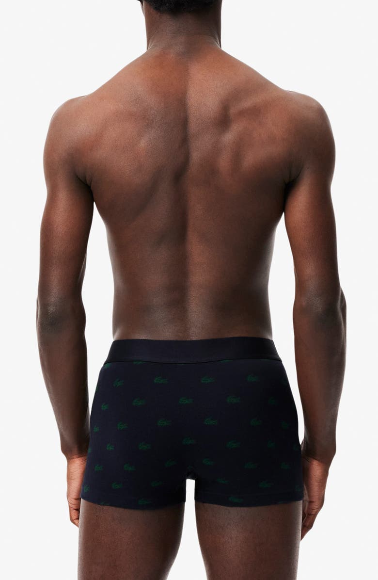 Lacoste Core Essentials Assorted 3-Pack Stretch Cotton Boxer Briefs, Alternate, color, I90 Abysm/ Green-Silver Chine