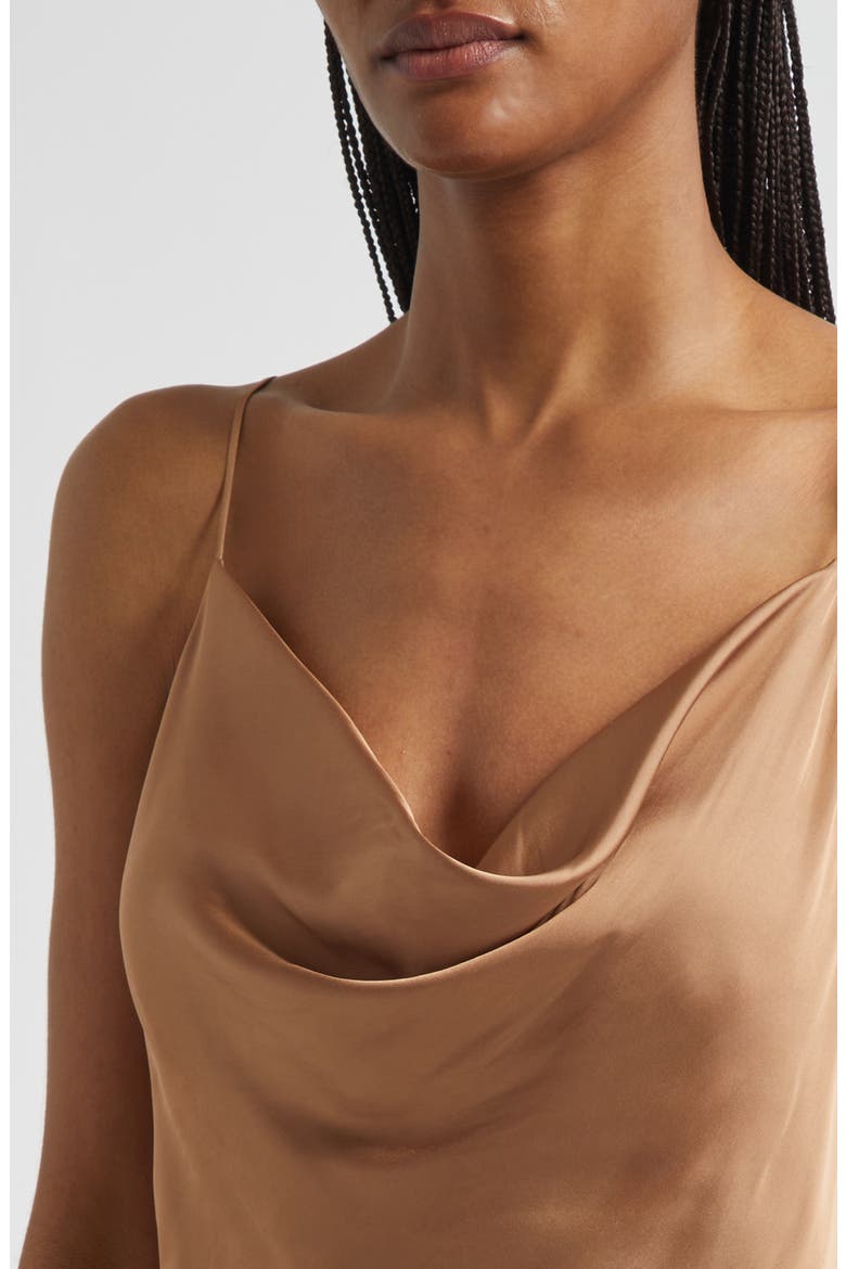 Calista Cowl Neck Satin Camisole, Alternate, color, GINGER SNAP