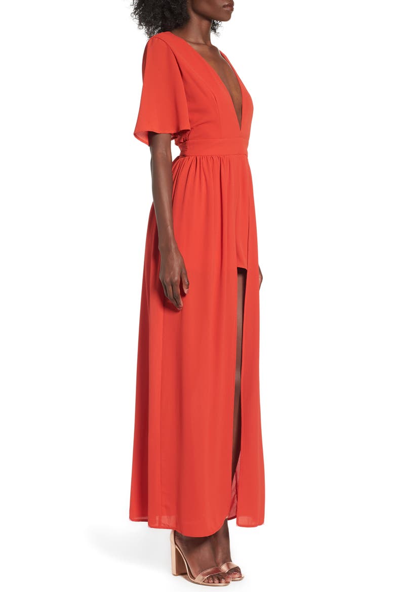 Stripe Maxi Romper, Alternate, color, FIERY RED