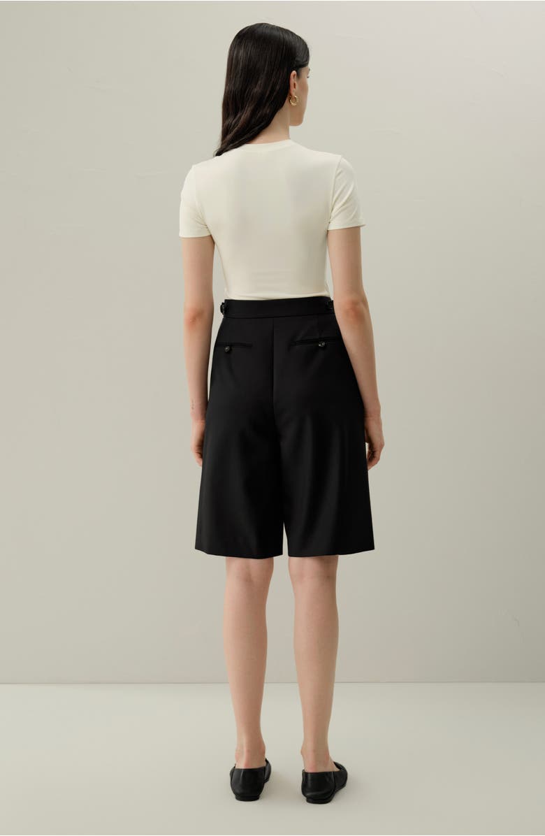 Lilysilk Wool-Silk Bermuda, Alternate, color, Black