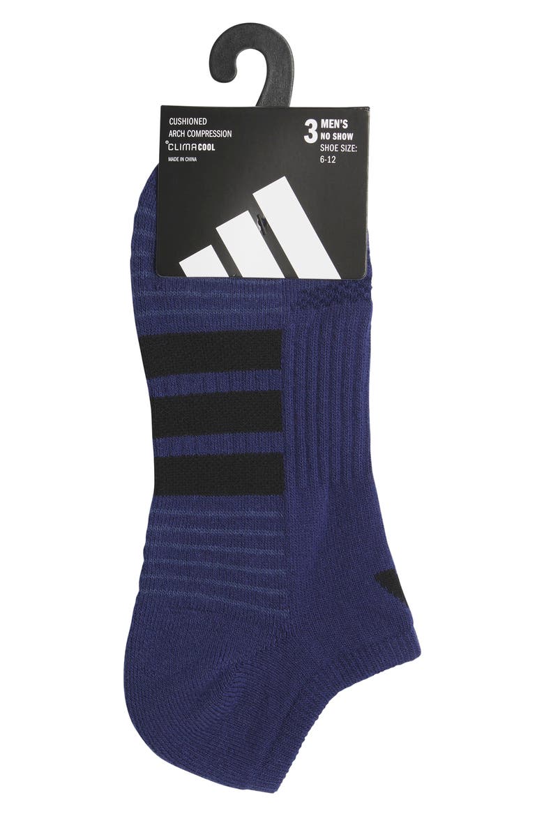 Cushioned 4.0 3-Pack Low Cut Socks, Alternate, color, DARK BLUE/ WHITE/ COOL HEATHER