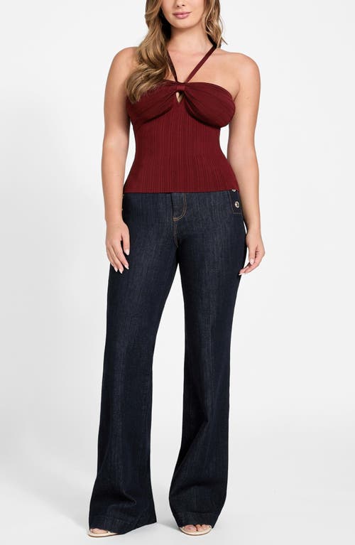 Guess Sofie Mirage Halter Sweater Tank In Burgundy