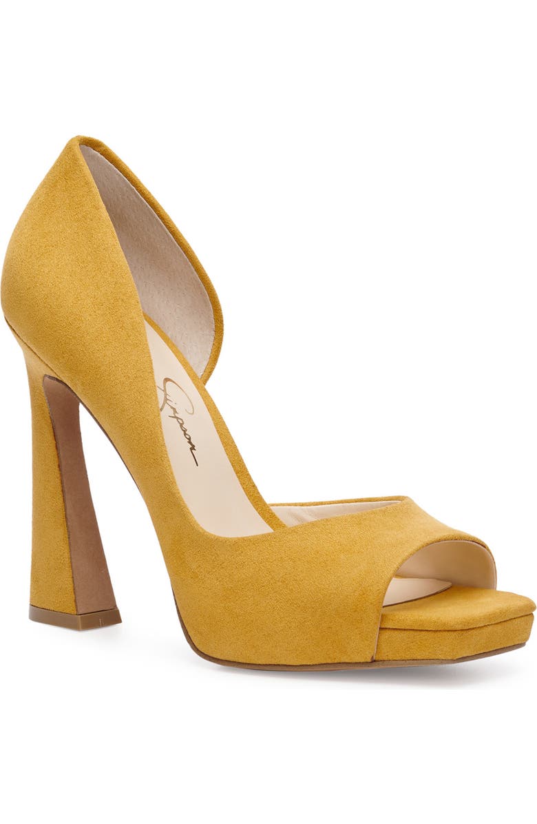 Jessica Simpson Chirla Half d'Orsay Peep Toe Pump, Main, color, Satin Brass