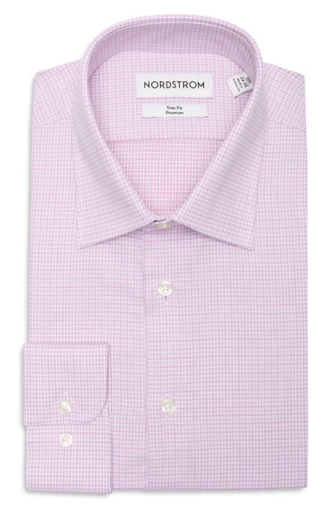 Trim Fit Premium Check Cotton Button-Up Shirt (Big & Tall)