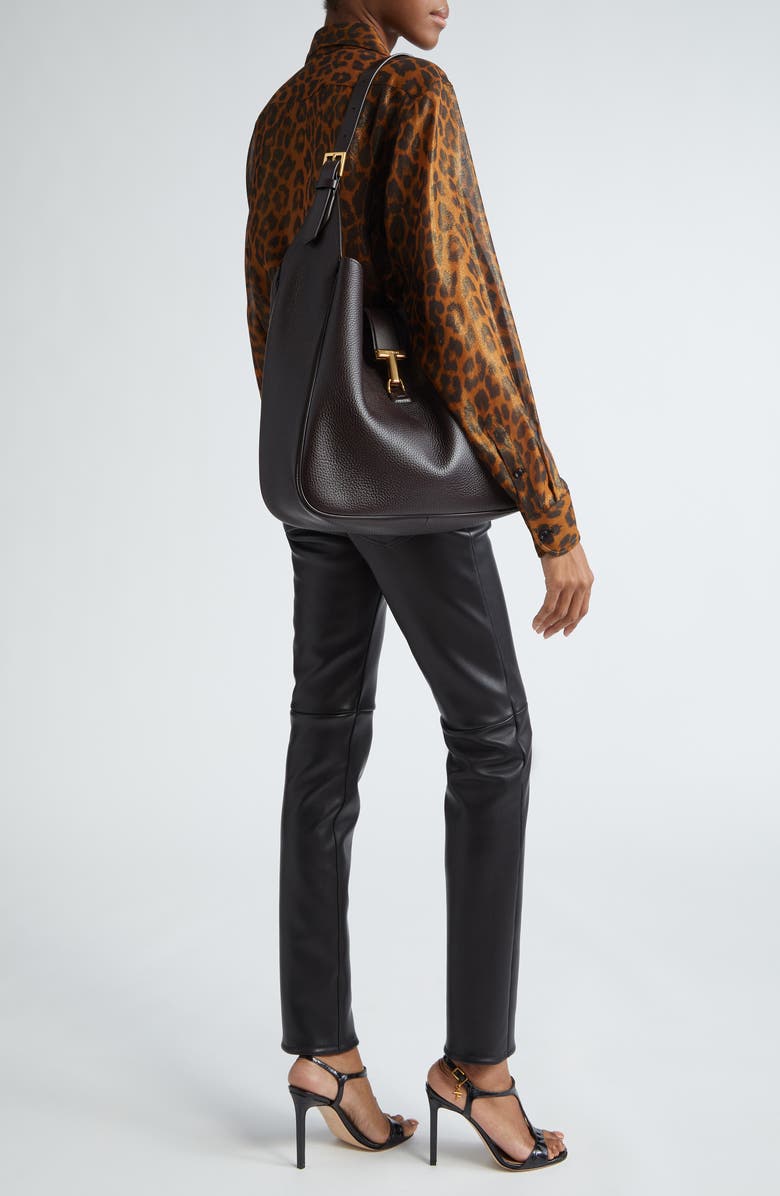 TOM FORD Large Monarch Leather Hobo Bag, Alternate, color,