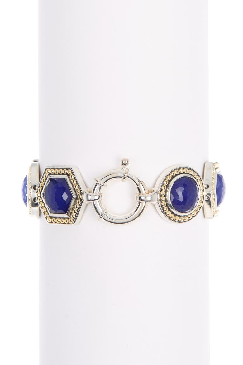 18K Gold & Sterling Silver Lapis Treasure Chest Bracelet, Alternate, color, SILVER