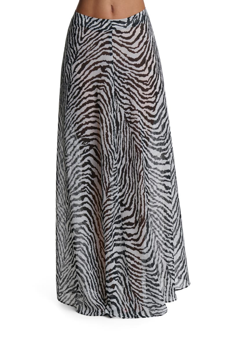 Chiffon A-Line Maxi Skirt, Main, color, ZEBRA WHITE/ BLACK