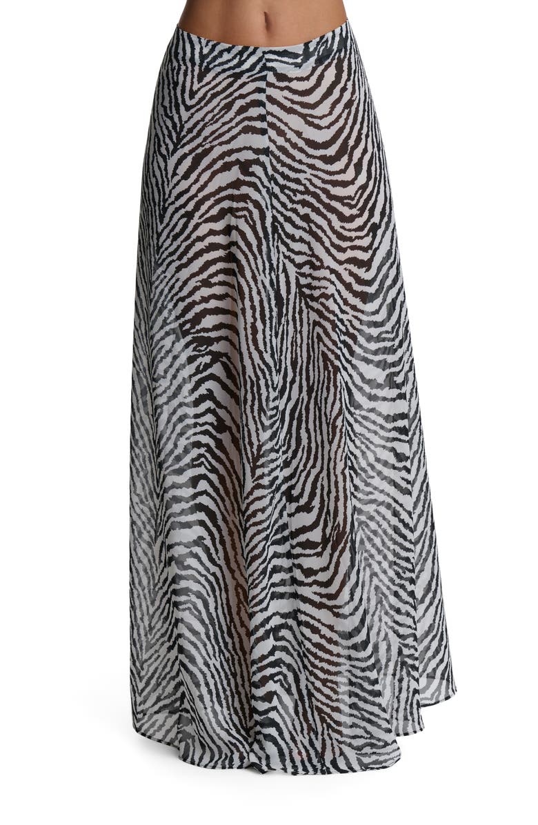 Naked Wardrobe Chiffon A-Line Maxi Skirt, Main, color, Zebra White/ Black