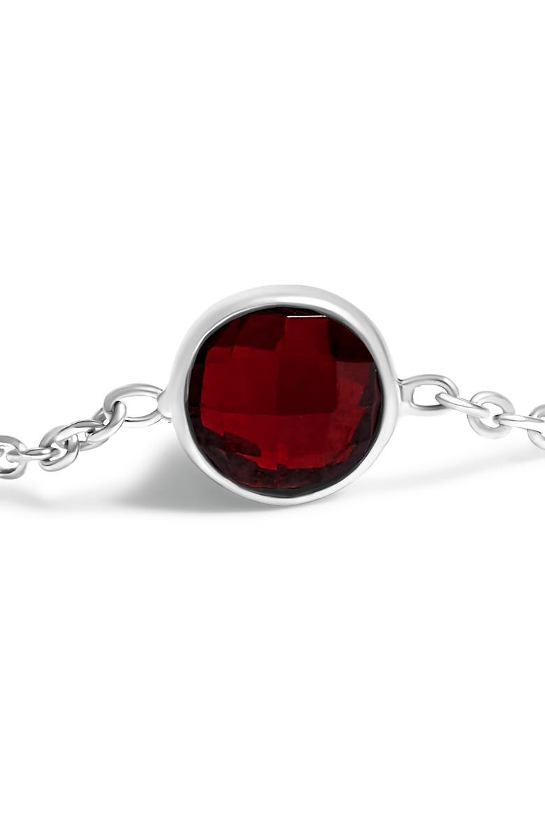 .925 Sterling Silver Bezel Set Red Garnet 5 Station Adjustable Bolo Bracelet, Alternate, color, White