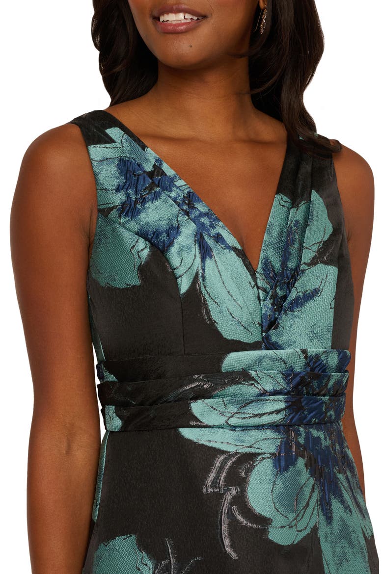 Metallic Floral Jacquard Sleeveless Cocktail Dress, Alternate, color, BLACK MULTI