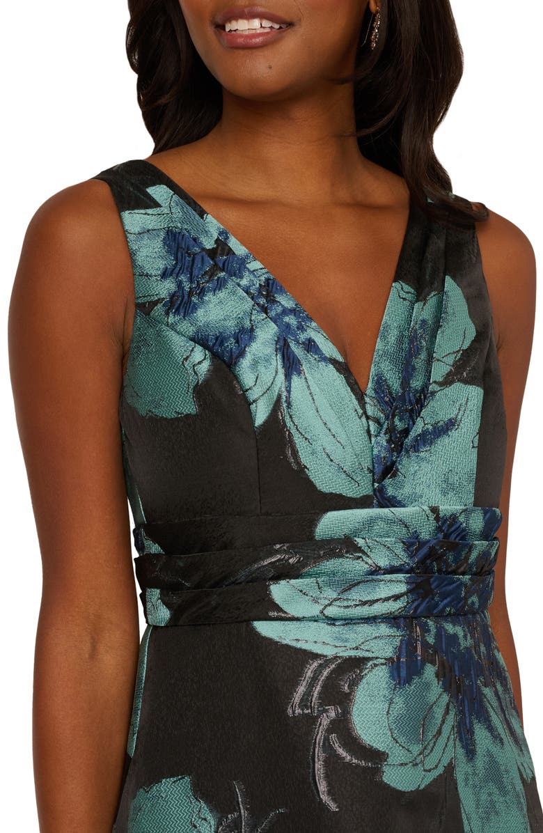 Adrianna Papell Metallic Floral Jacquard Sleeveless Cocktail Dress, Alternate, color, Black Multi