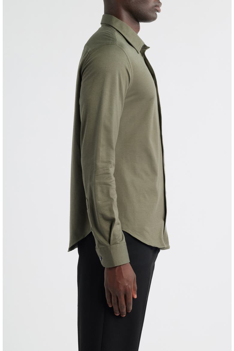 Solid Cotton Piqué Button-Up Shirt, Alternate, color, SOLID MEDIUM GREEN