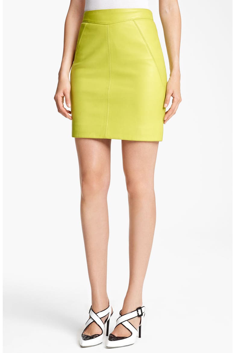 Nappa Leather Pencil Skirt, Main, color, LIME