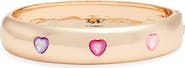 Open Edit Faceted Heart Hinged Bangle Bracelet