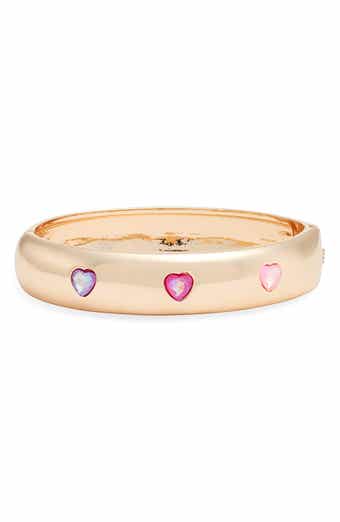 Faceted Heart Hinged Bangle Bracelet