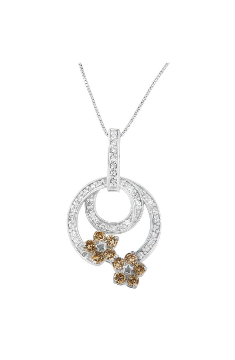 Haus of Brilliance Silver 1 cttw Round Cut Diamond Floral Garden Pendant Necklace, Alternate, color, White